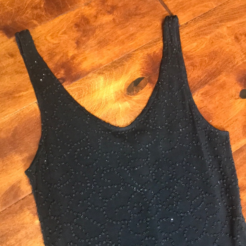 Beaded Black Fitted Cocktail Dress